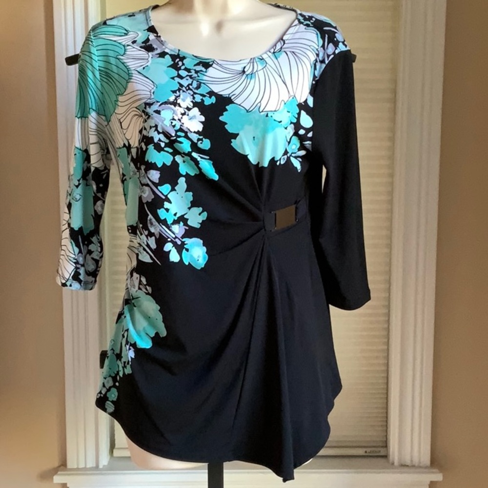 NEW Alfani Aqua, Black & White Asymmetrical Tunic